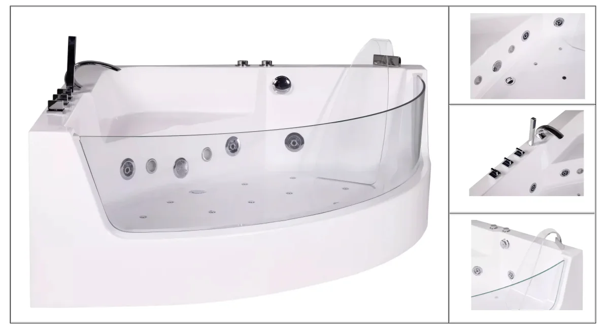 Гидромассажная ванна CeruttiSPA C-401A угловая 150х150 см с  аэромассажем и цветной подсветкой