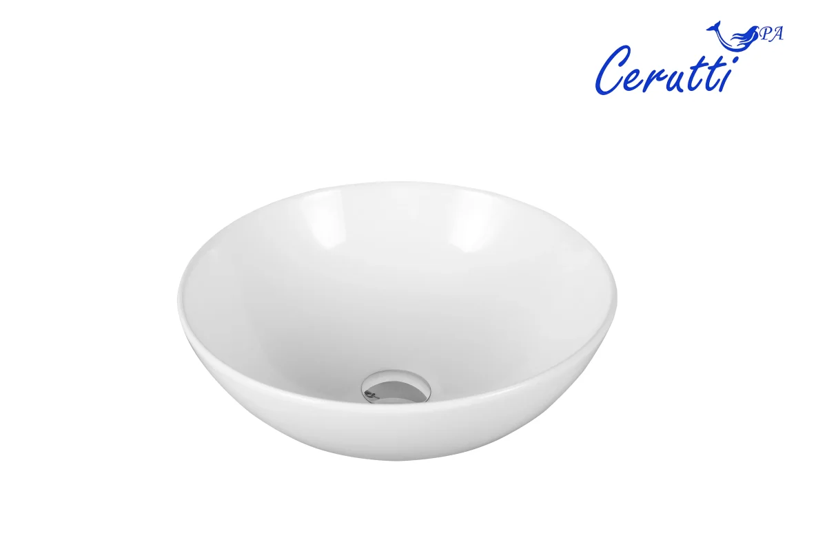 Раковина накладная Ceruttispa CR3301GW круглая, белая, 40х40х14 см