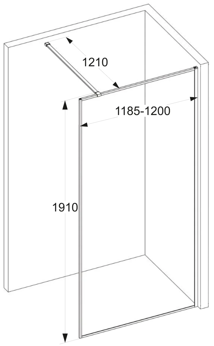 Душевое ограждение Ceruttispa STRIP T120 (120x190), стекло 6 мм, волна