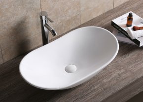 Раковина накладная Ceruttispa CR7031B овальная, белая, 64х36х14 см