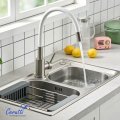 Смеситель для кухни Ceruttispa АТЭНА BN-W (ATENA BN-W) из нержавеющей стали, цвет матовый никель, излив гибкий белый