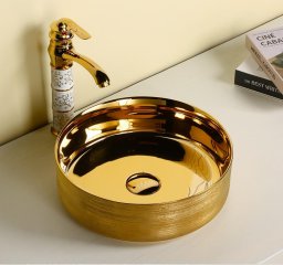Раковина накладная Ceruttispa CR7044AS золото, круглая, 36х36х12 см