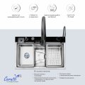 Многофункциональная кухонная мойка Ceruttispa ГЛОРИЯ (GLORIA) Nano Embos (матовый хром) из нержавеющей стали (750х460х230), 11888