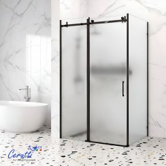 Душевое ограждение CeruttiSPA CEZA’S 120BF L (120x90x195), матовое стекло, черный профиль, без поддона