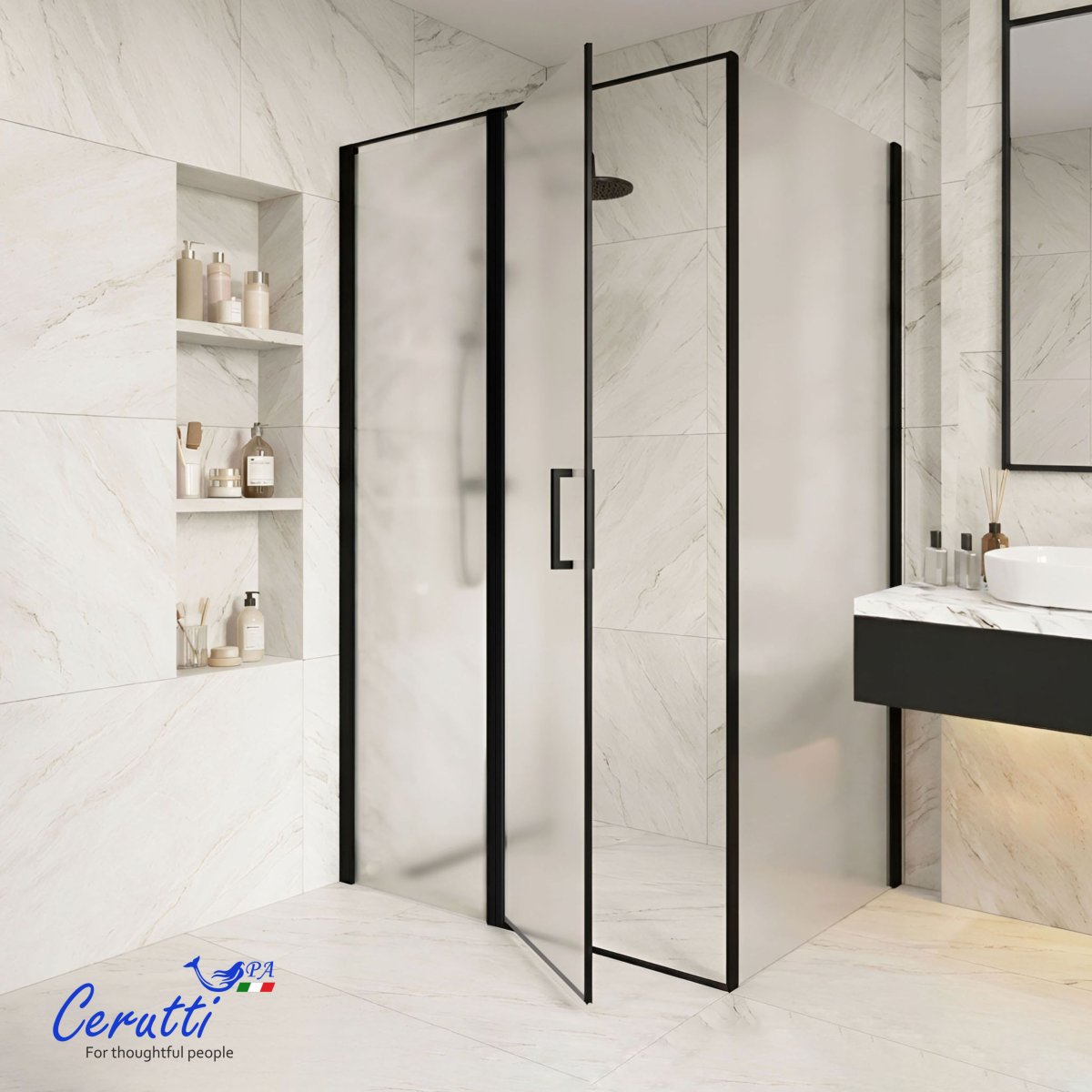 Душевое ограждение Cerutti SPA ВИКТОРИЯ (VICTORIA) 120BF R (120x90x195), без поддона, матовое стекло 6 мм
