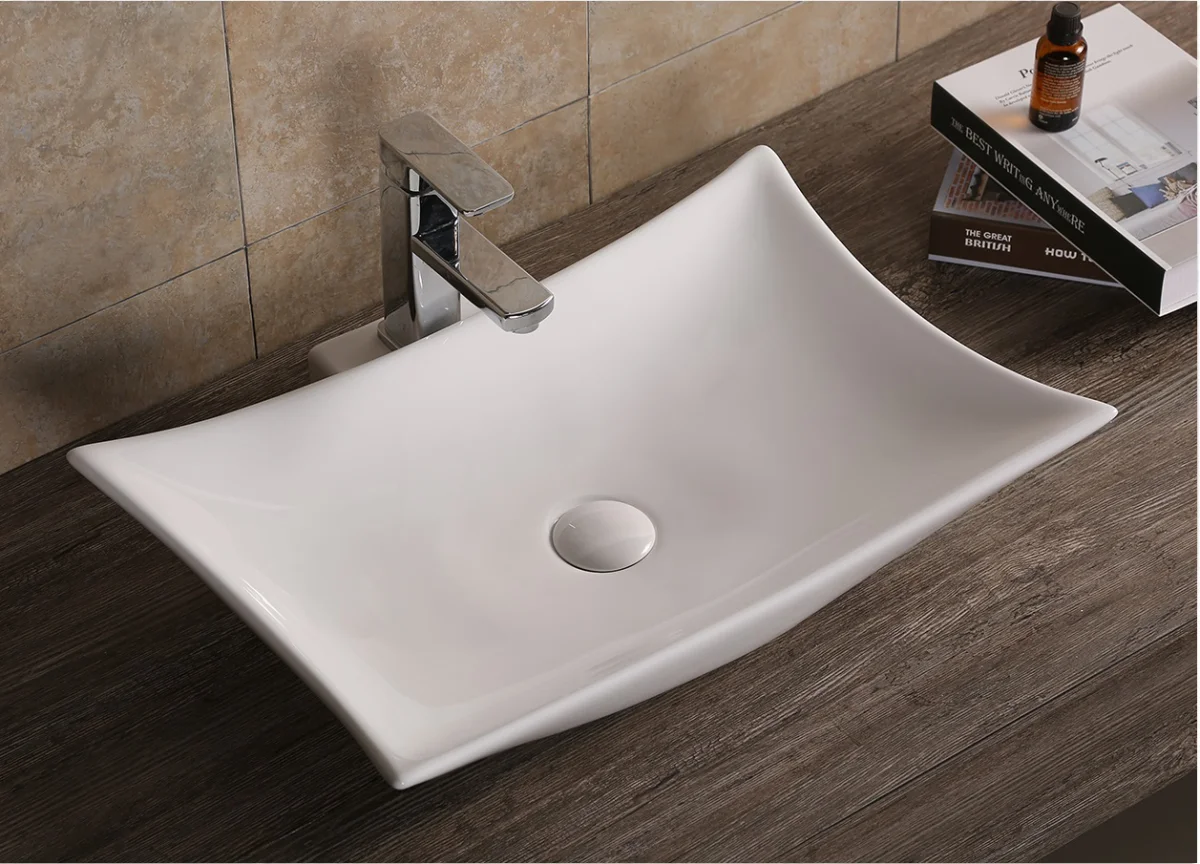 Раковина накладная Ceruttispa CR7078 прямоугольная, белая, 57х42х12 см