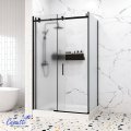 Душевое ограждение CeruttiSPA ЧЕЗАС (CEZA’S) 120BF L (120x90x195), матовое стекло, черный профиль, без поддона