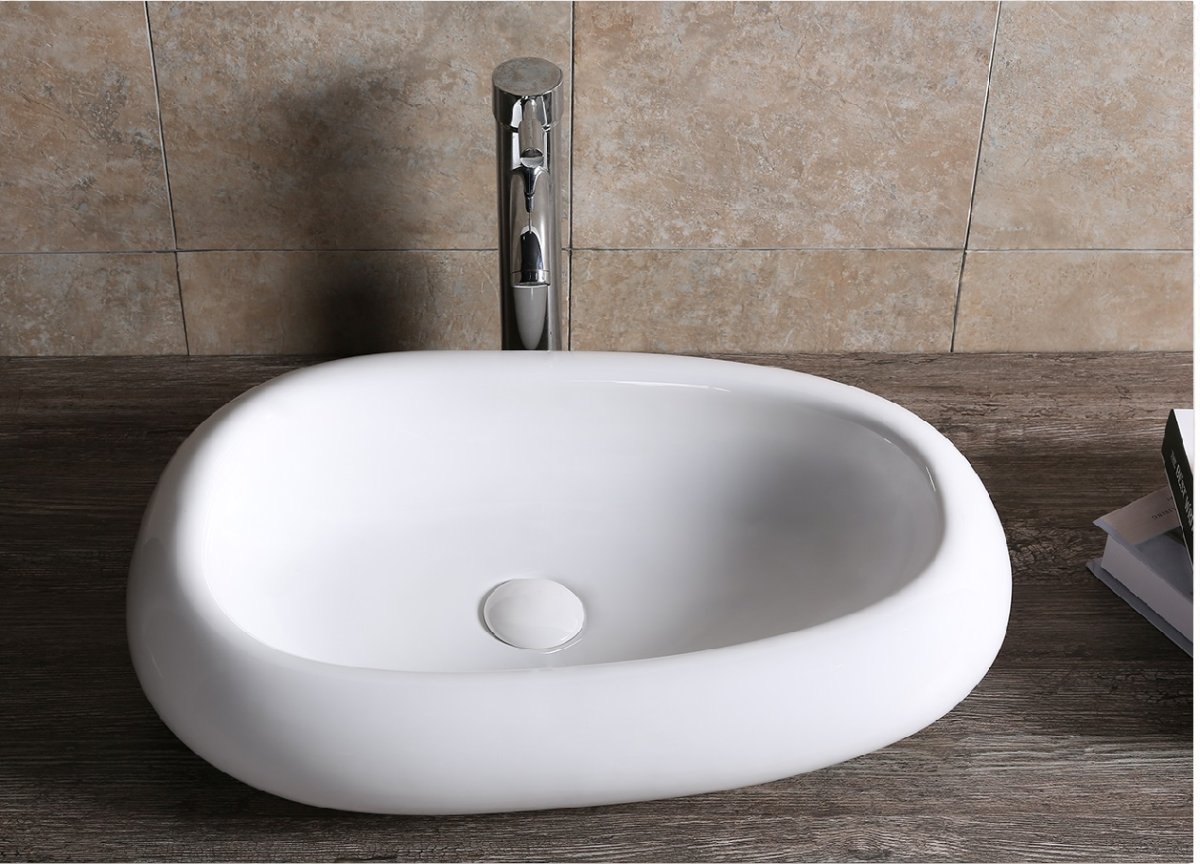 Раковина накладная Ceruttispa CR7041B асимметричная, белая, 60х40х15 см