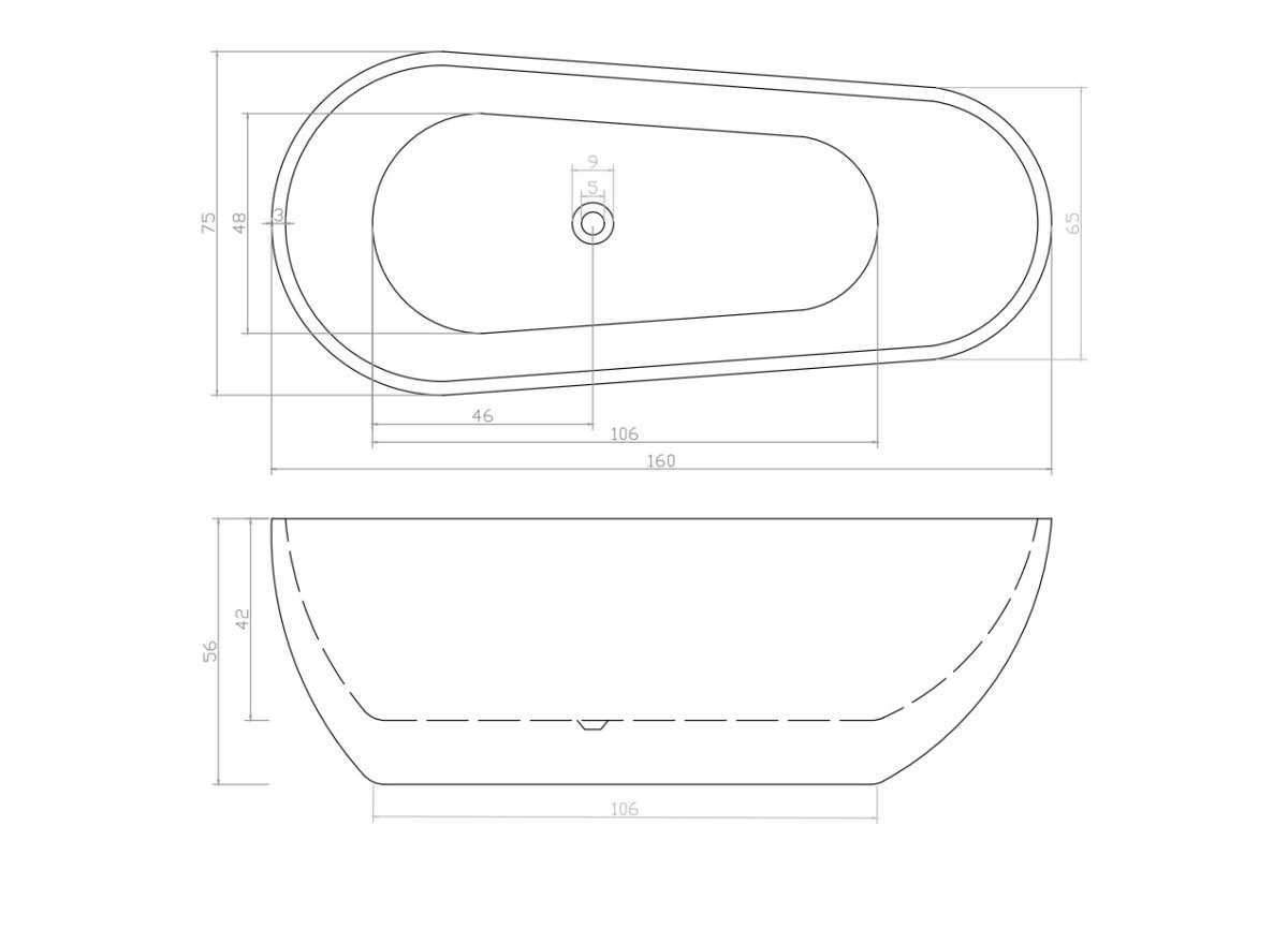 Отдельностоящая акриловая ванна Cerutti SPA Мими 160 (MiMi 160) CT11288 без гидромассажа