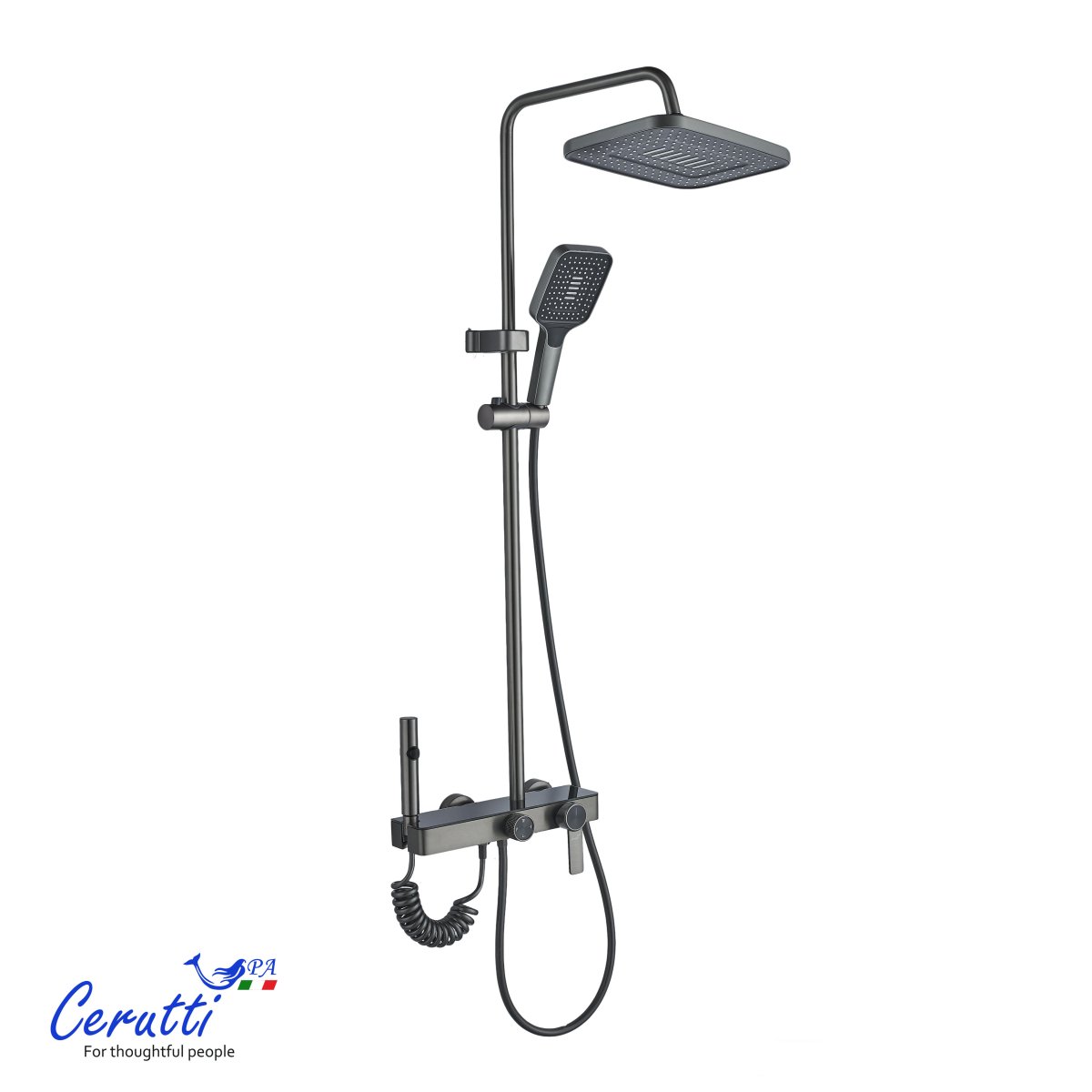 Душевая стойка Ceruttispa АЛЬФИО (ALFIO) цвет графит, 11414