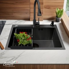 Мойка кухонная GLORIA60B nano black (графит) из нержавеющей стали, 60х50х22 см