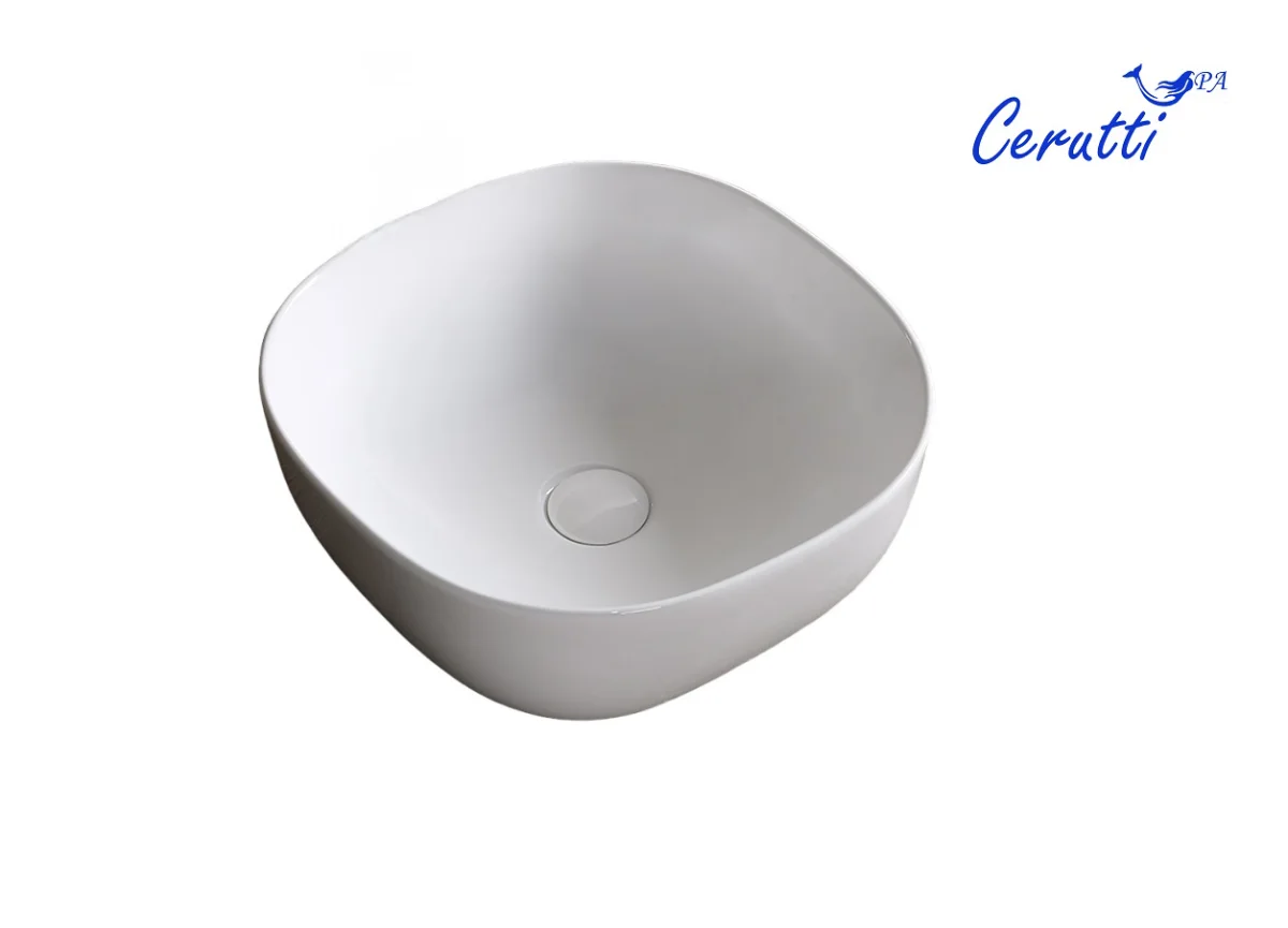 Раковина накладная Ceruttispa CR0077 квадратная, белая, 41х41х14,5 см