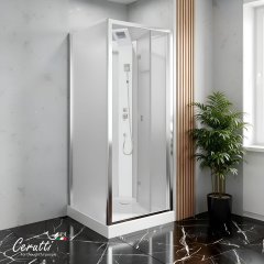Душевая кабина Ceruttispa BELLA 90F (90x90x215-225) тропический душ, угловая, без крыши