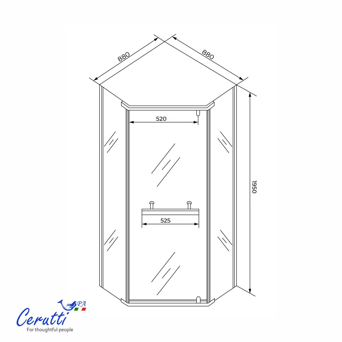 Душевое ограждение Ceruttispa ЧИКА (CHIKA) ZP91BF, 90x90 см, черный профиль, матовое стекло, без поддона, 12041