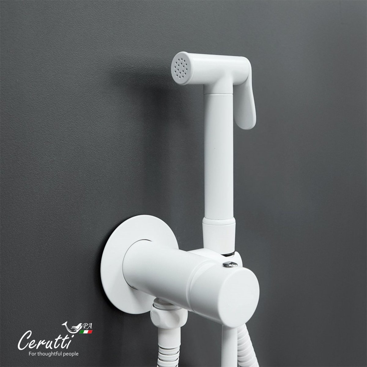 Гигиенический душ Ceruttispa БРАЙС SHW (BRAIES SHW) из латуни, белый, шланг 120 см