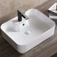 Раковина накладная Ceruttispa CR0097 прямоугольная, глубокая, белая, 51х41х15,5 см, с отверстием под смеситель