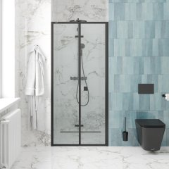 Дверь в нишу CeruttiSPA BELLA D91B, раздвижная, 90х195 см, черный профиль