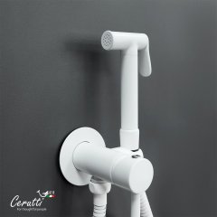 Гигиенический душ Ceruttispa БРАЙС SHW (BRAIES SHW) из латуни, белый, шланг 120 см