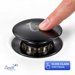 Донный клапан для раковин Ceruttispa CT1005SB (66х78, G1 1/4) с клик-клак, черный