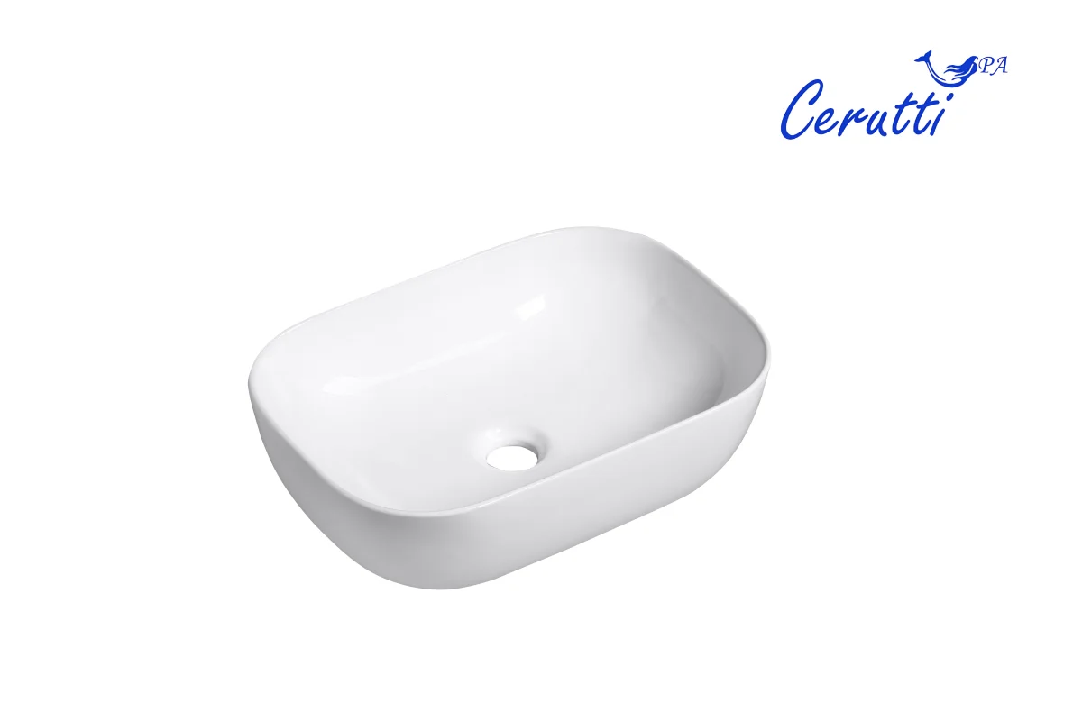 Раковина накладная Ceruttispa CR0078B прямоугольная, белая, 46х33х13.5 см