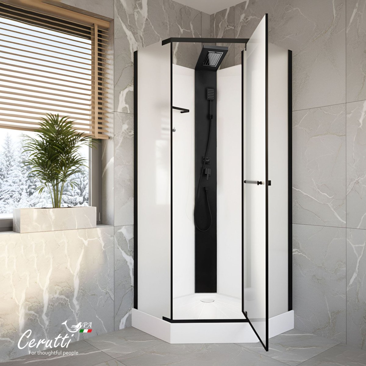 Душевая кабина Ceruttispa ЧИКА (Chika) 901BF тропический душ, угловая, без крыши