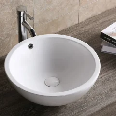 Раковина накладная Ceruttispa CR1001 круглая с переливом, белая, 45х45х17 см