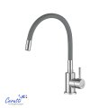 Смеситель для кухни Ceruttispa АТЭНА H-G (ATENA H-G) из нержавеющей стали, цвет хром, излив гибкий серый