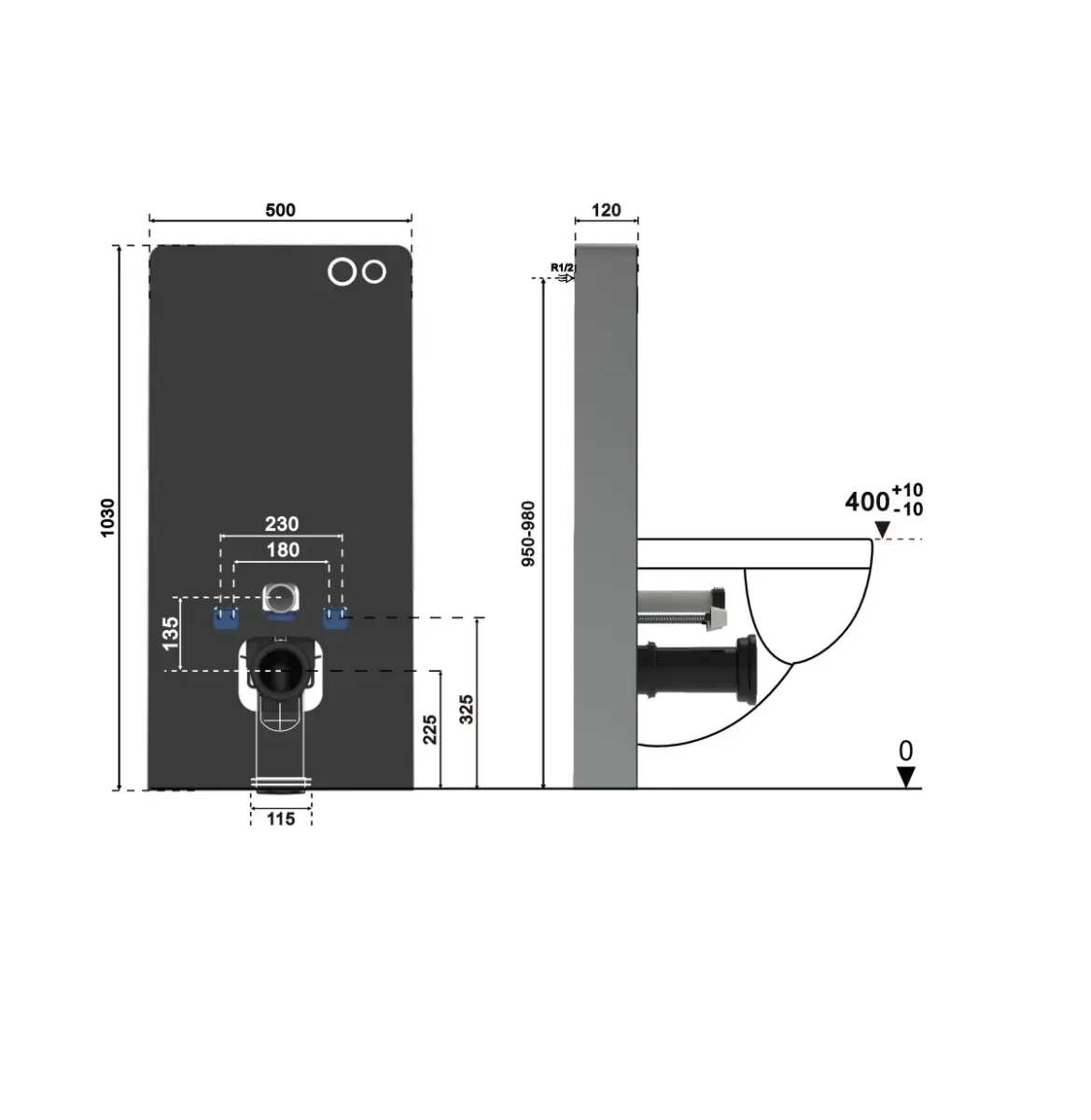 Модуль - инсталляция приставная Ceruttispa G111W белое стекло