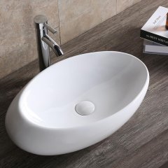 Раковина накладная Ceruttispa CR0058A смещенный овал, белая, 48х30х14 см