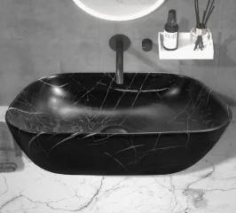 Раковина накладная Ceruttispa CR8217MMB матовый черный мрамор, 45,5х32х13,5 см
