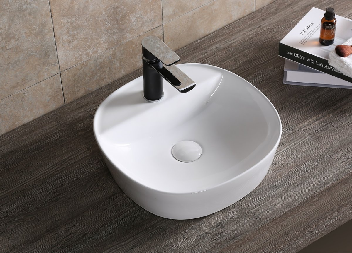 Раковина накладная Ceruttispa CR0075 квадратная, белая, с отверстием под смеситель, 40х40х12 см