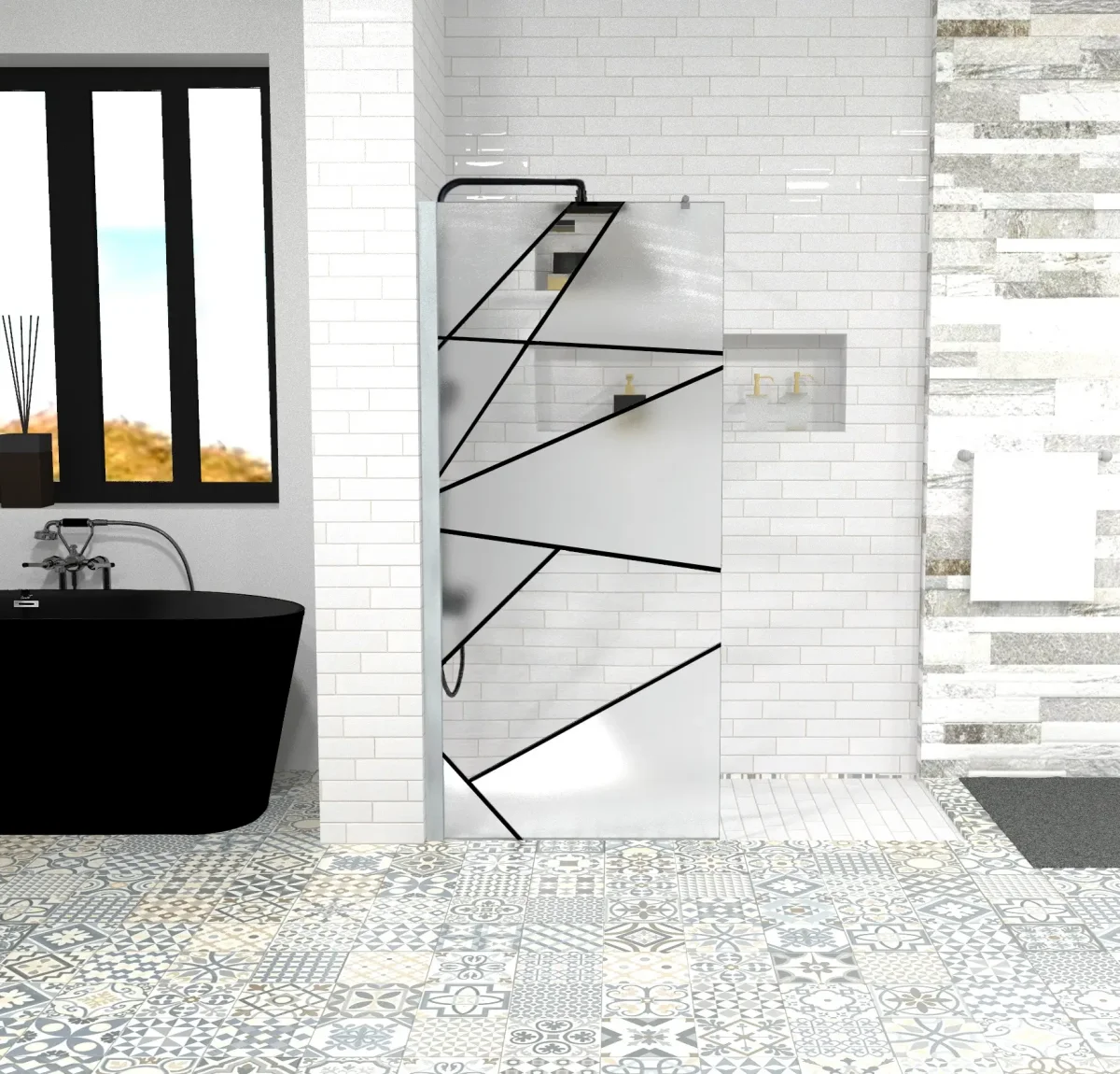 Душевое ограждение Ceruttispa PICK T120 (120x190), стекло 8 мм, матовое с прозрачным