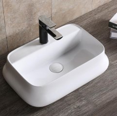 Раковина накладная Ceruttispa CR0061 прямоугольная, белая, с отверстием под смеситель, 53х37х13,5 см