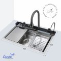 Многофункциональная кухонная мойка Ceruttispa ГЛОРИЯ (GLORIA) Nano Embos (матовый хром) из нержавеющей стали (750х460х230), 11888