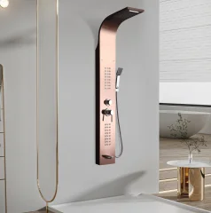 Душевая панель CeruttiSpa CELIA RG с гидромассажем, цвет розовое золото, 150х22 см