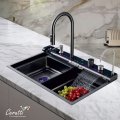 Многофункциональная кухонная мойка CeruttiSpa ГЛОРИЯ (GLORIA) Pro nano black (графит) (750х460х230)