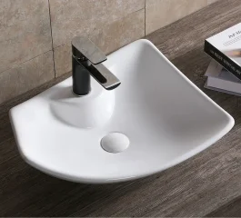 Раковина накладная Ceruttispa CR7054 асимметричная, белая, 50х38х13 см