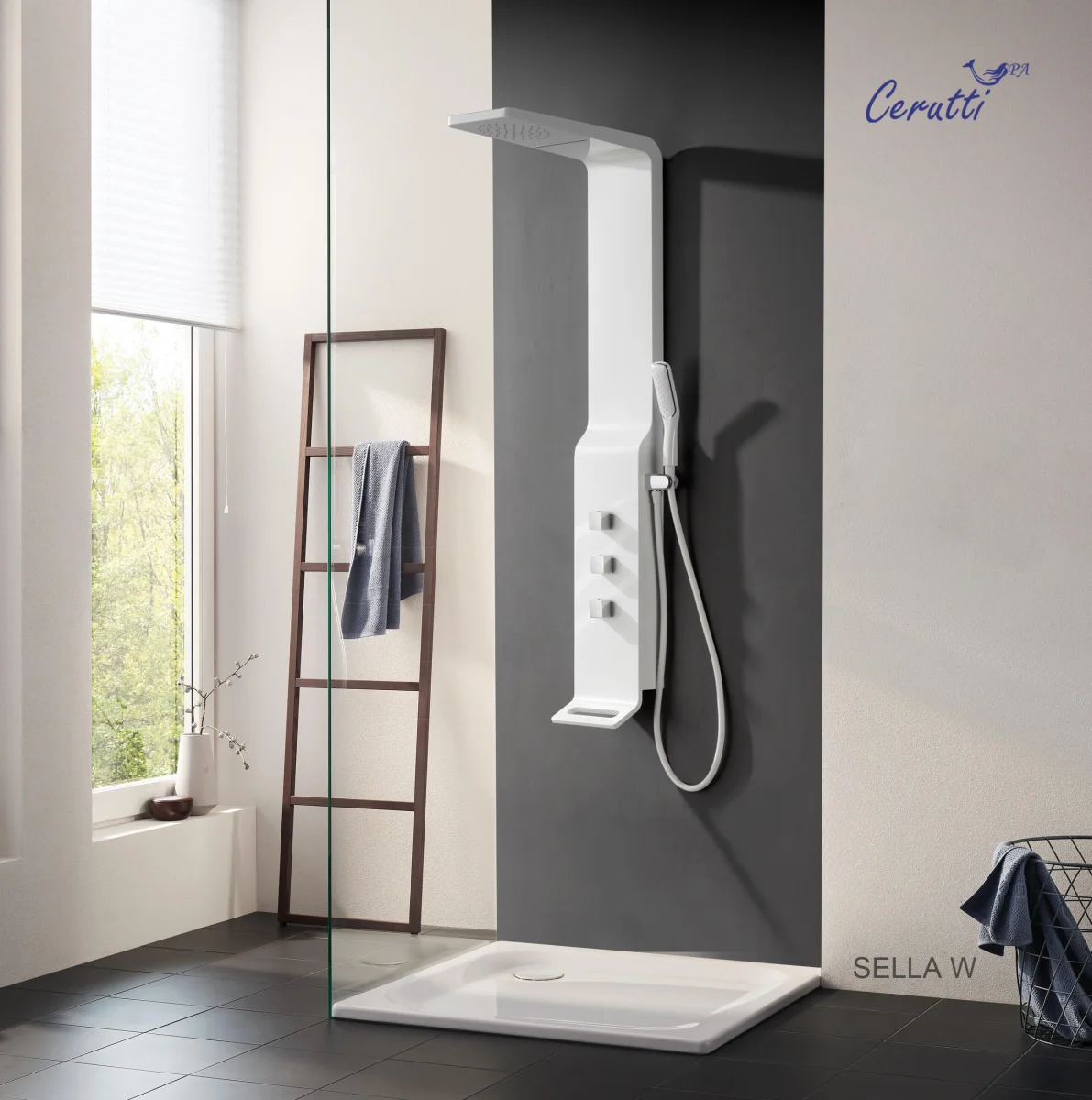 Душевая панель Cerutti SPA SELLA W CT8988, без гидромассажа, цвет белый, 135х35 см