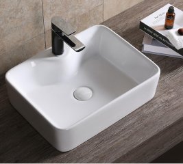 Раковина накладная Ceruttispa CR7051 прямоугольная, белая, 48х37х13 см