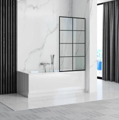 Шторка для ванны Cerutti SPA MUZA F80, черный профиль, черный рисунок, 80х140 см