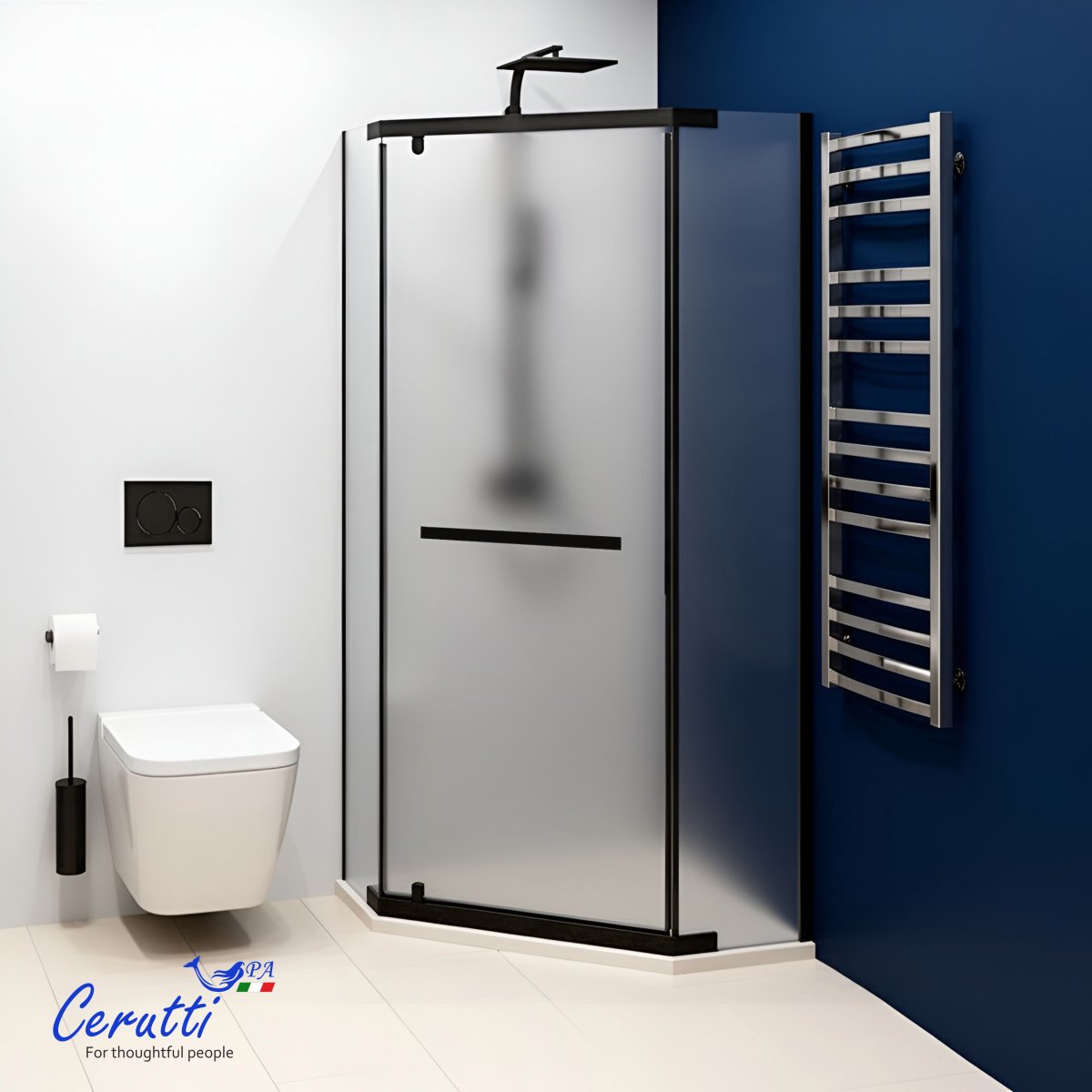 Душевое ограждение Ceruttispa ЧИКА (CHIKA) ZP101BF, 100x100 см, черный профиль, матовое стекло, без поддона, 12017