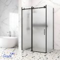 Душевое ограждение CeruttiSPA ЧЕЗАС (CEZA’S) 120BF L (120x90x195), матовое стекло, черный профиль, без поддона