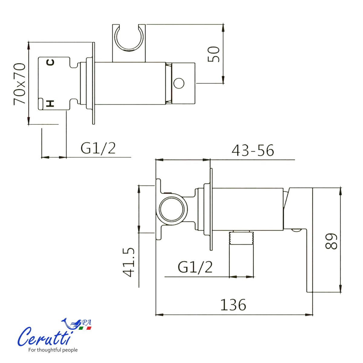Гигиенический душ Ceruttispa РЕЗИЯ (RESIA) SH хром, шланг 120 см