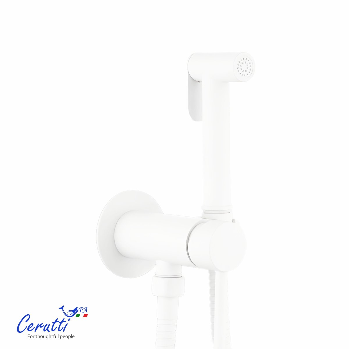 Гигиенический душ Ceruttispa БРАЙС SHW (BRAIES SHW) из латуни, белый, шланг 120 см