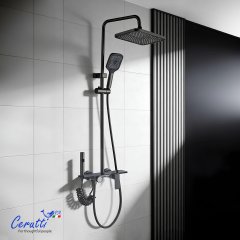 Душевая стойка Ceruttispa NANNI верхний, ручной, гигиенический душ, цвет графит, 11357