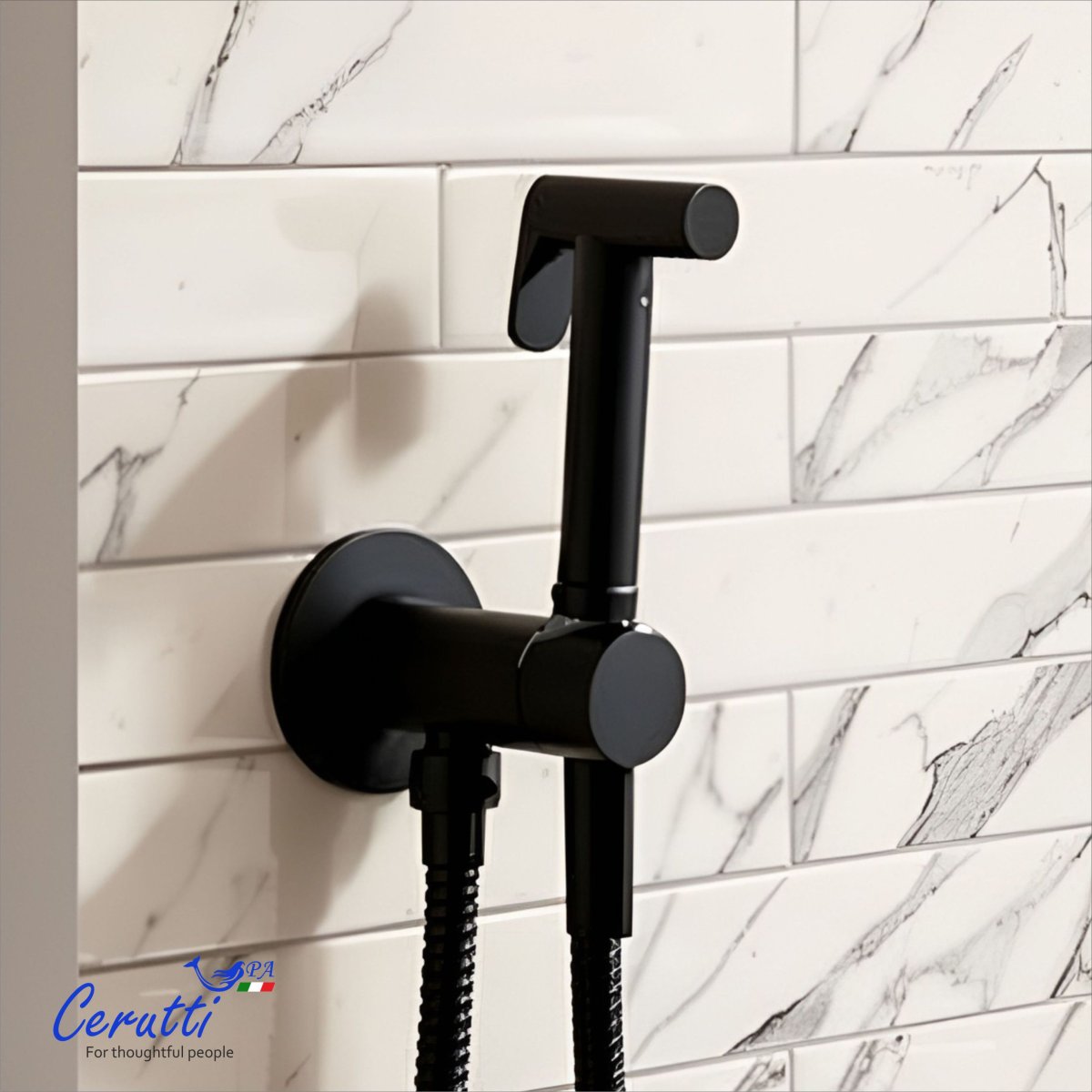 Гигиенический душ Ceruttispa БРАЙС SHB (BRAIES SHB) из латуни, черный, шланг 120 см
