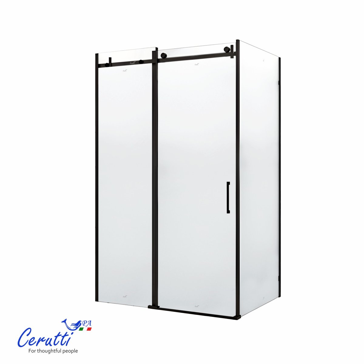 Душевое ограждение CeruttiSPA ЧЕЗАС (CEZA’S) 120BF L (120x90x195), матовое стекло, черный профиль, без поддона