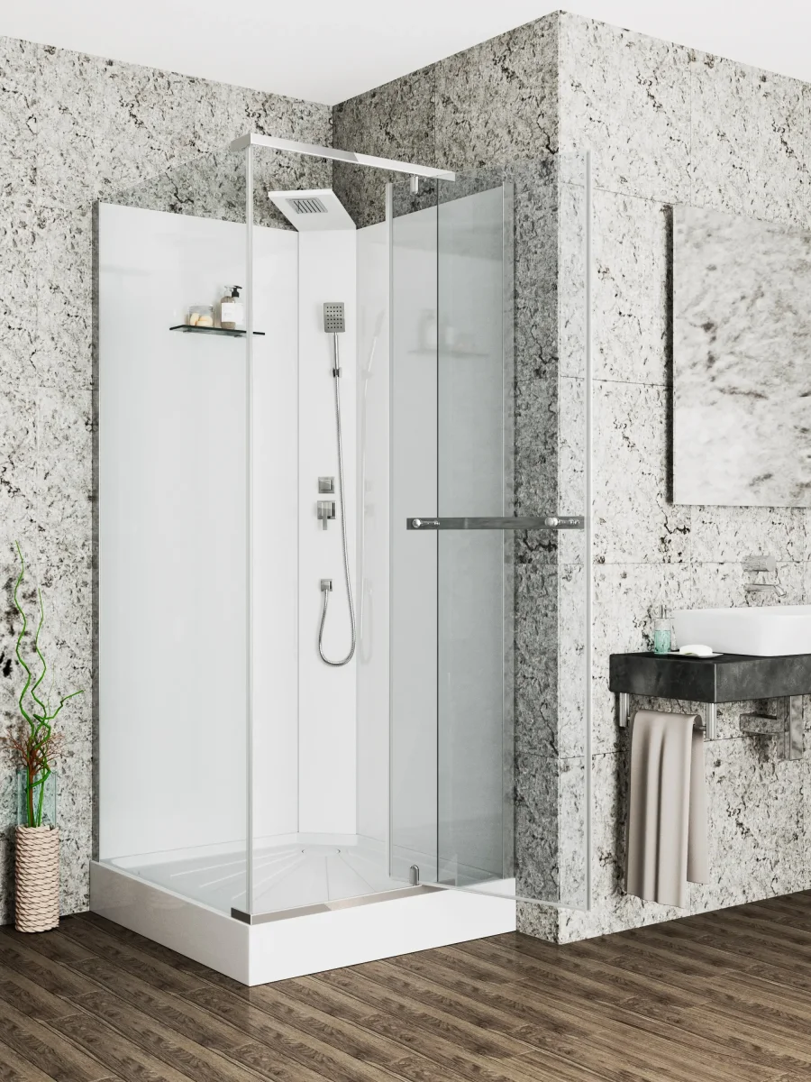 Душевая кабина Ceruttispa MiMi90T тропический душ, угловая, без крыши