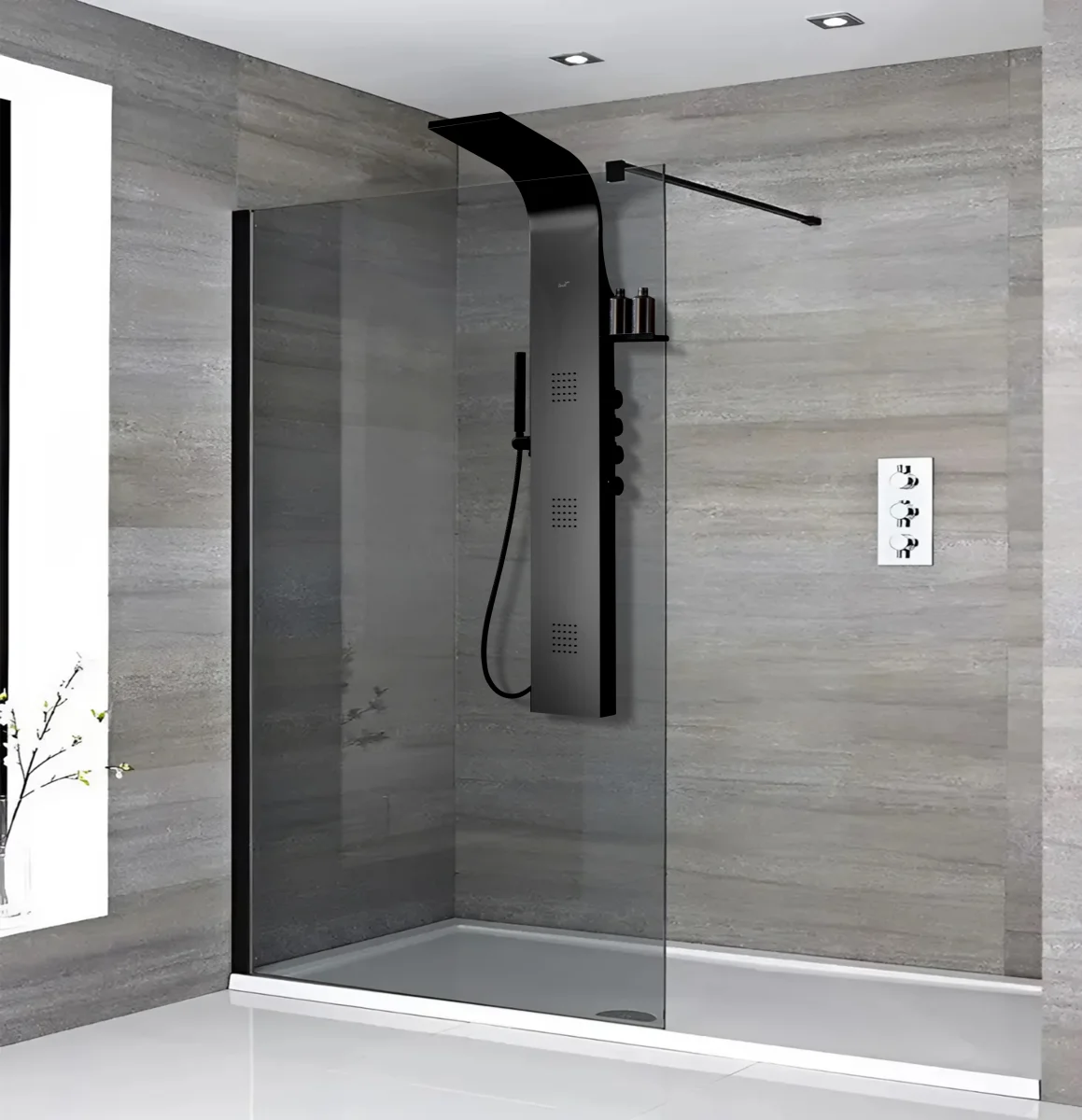 Душевая панель Cerutti SPA BELLA B с гидромассажем, черная, 150х22 см