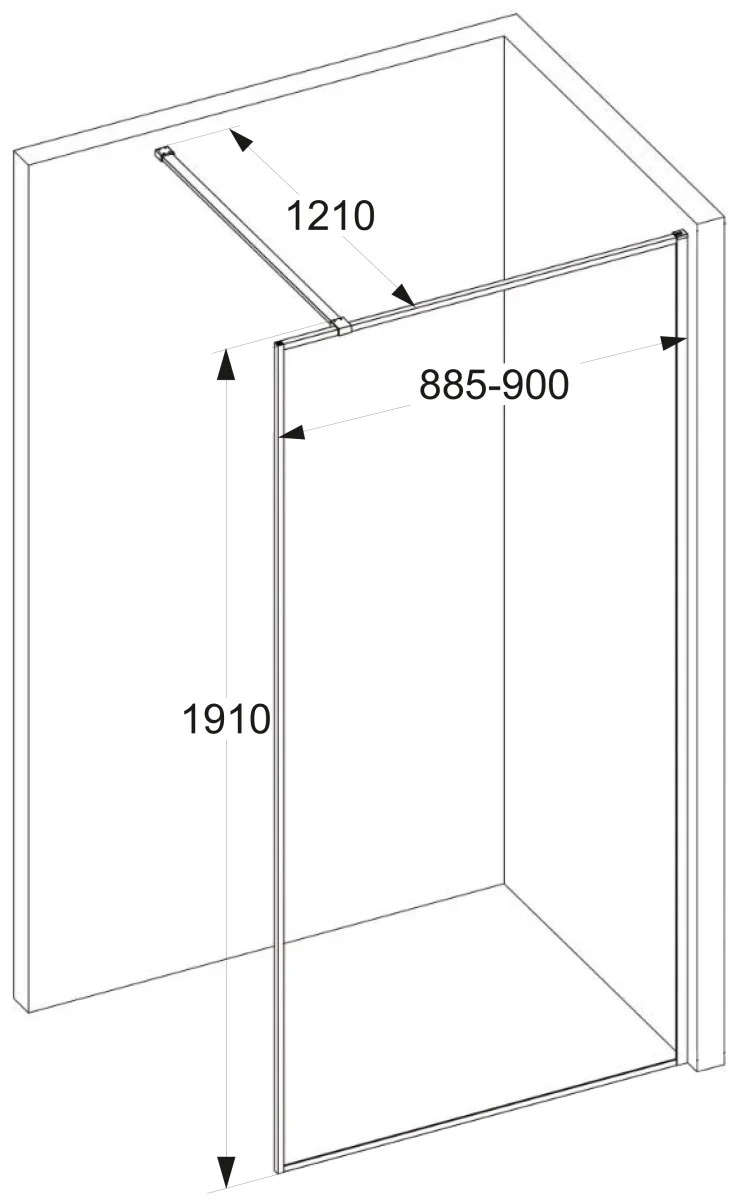 Душевое ограждение Ceruttispa STRIP T90 (90x190), стекло 6 мм, волна